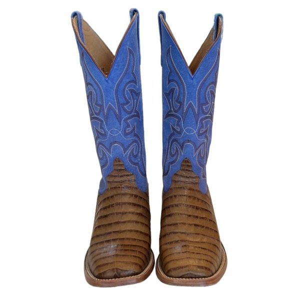 MEN'S HORSE POWER TOASTED PECAN BLUE SENSATION CAIMAN PRINT WESTERN BOOT 10D - Picture 4 of 8